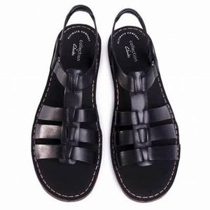 Clarks Blake Jewel Black Leather Sandal 7 1/2